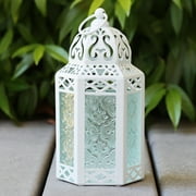 Moroccan Candle Lantern Decorative Set of 3 for Floor, Ramadan Decorations, Indoor Home Decor, Outdoor Patio or Porch, Weddings, White