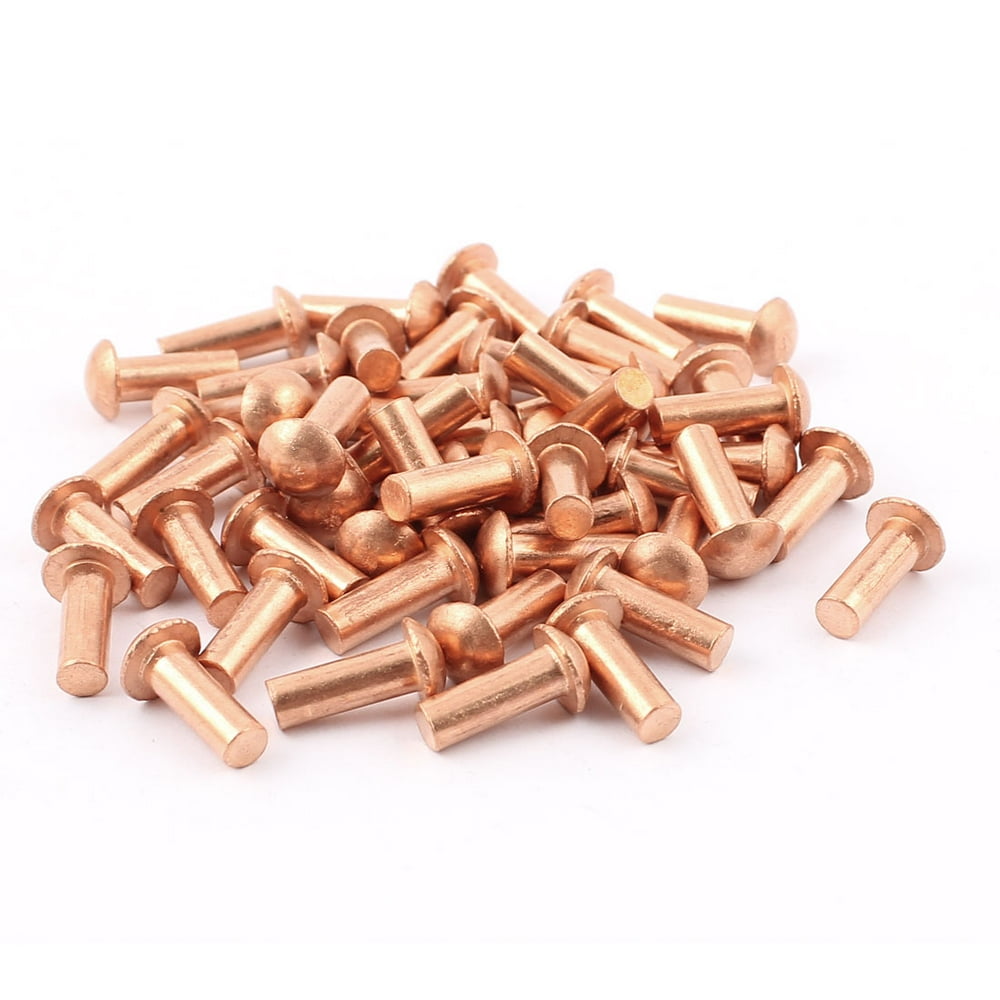 Uxcell 3/16" Dia. 9/16" Copper L Shank Round Head Solid Rivets