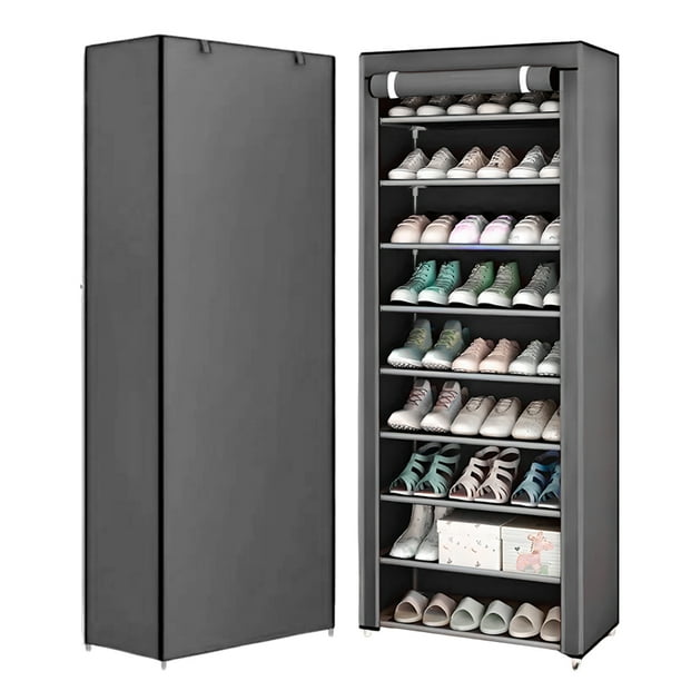 Estante Organizador para Zapatos de 9 Niveles | Acero Inoxidable | Almacenamiento de Calzado | Tela Impermeable | Zapatero Armable para 27 Pares