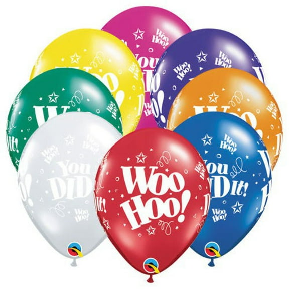 11 inch Qualatex Woo Hoo! You Did It! (6 Pk) Latex Balloons (6 Pack) - Party Supplies Decorations