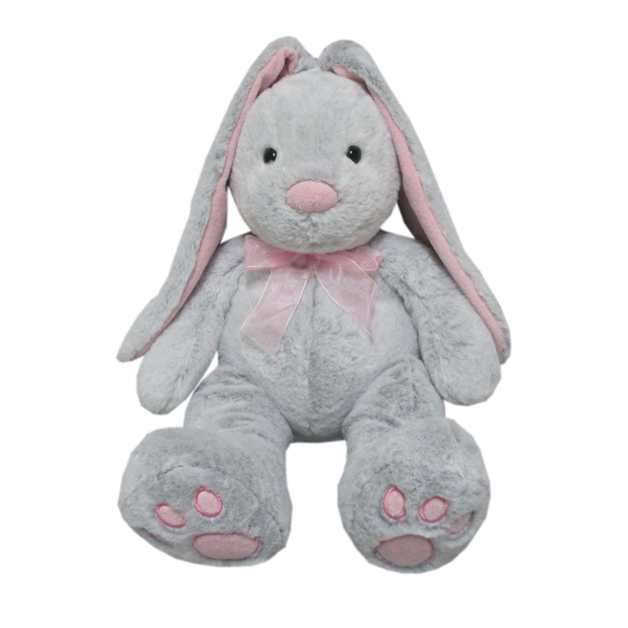 Way To Celebrate Bunny Rabbit 13" Gray & Pink Ears Soft Stuffed Plush Animal 