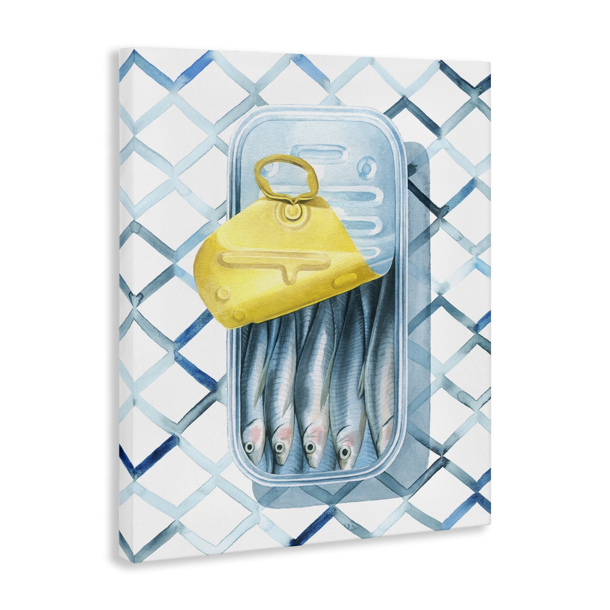 Stupell Industries Geometric Sardines Can Food & Beverage Painting Gallery Wrapped Canvas Art Print Wall Art, 24 x 30