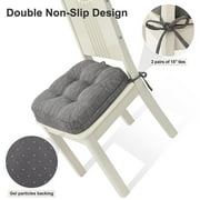 Shinnwa Chair Cushions 3.5 Thick Tufted Memory Foam Kitchen Chair Cushions Set of 4 Dual-layer Indoor Seat Cushions, 16.5 X 16.5, Non-Slip, Gray