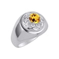 thumbnail image 3 of RYLOS Men's Rings Sterling Silver Designer Gypsy 7MM Round Gemstone & Diamond Ring Citrine November Birthstone Size 10, 3 of 6