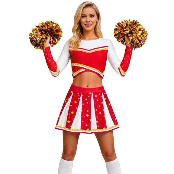 KHONTS Cheerleading for Women Tank Tops Pleated Skirts Cute Outfits for Carnival Party Clubwear 13-Red XL