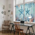 thumbnail image 5 of Coastal Starfish Blue Kitchen Curtain for Berdoom Living Room Cafe 54 Inch Length, Summer Beach Nautical Coral Tiers Curtains Light Filtering Drapes Rod Pocket Window Treatment 2 Panels 52"Wx54"L, 5 of 8