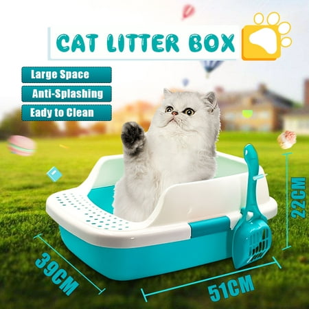Plastic Cat Litter With Scoop Pet Portable Toilet Large Plastic Cat Litter Box Sifting Tray Kitten Toilet Pan Easy (Best Cat Litter Tray)