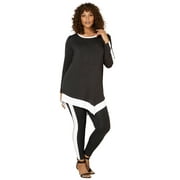 Roaman's Women's Plus Size Contrast-Trim Lounge Set