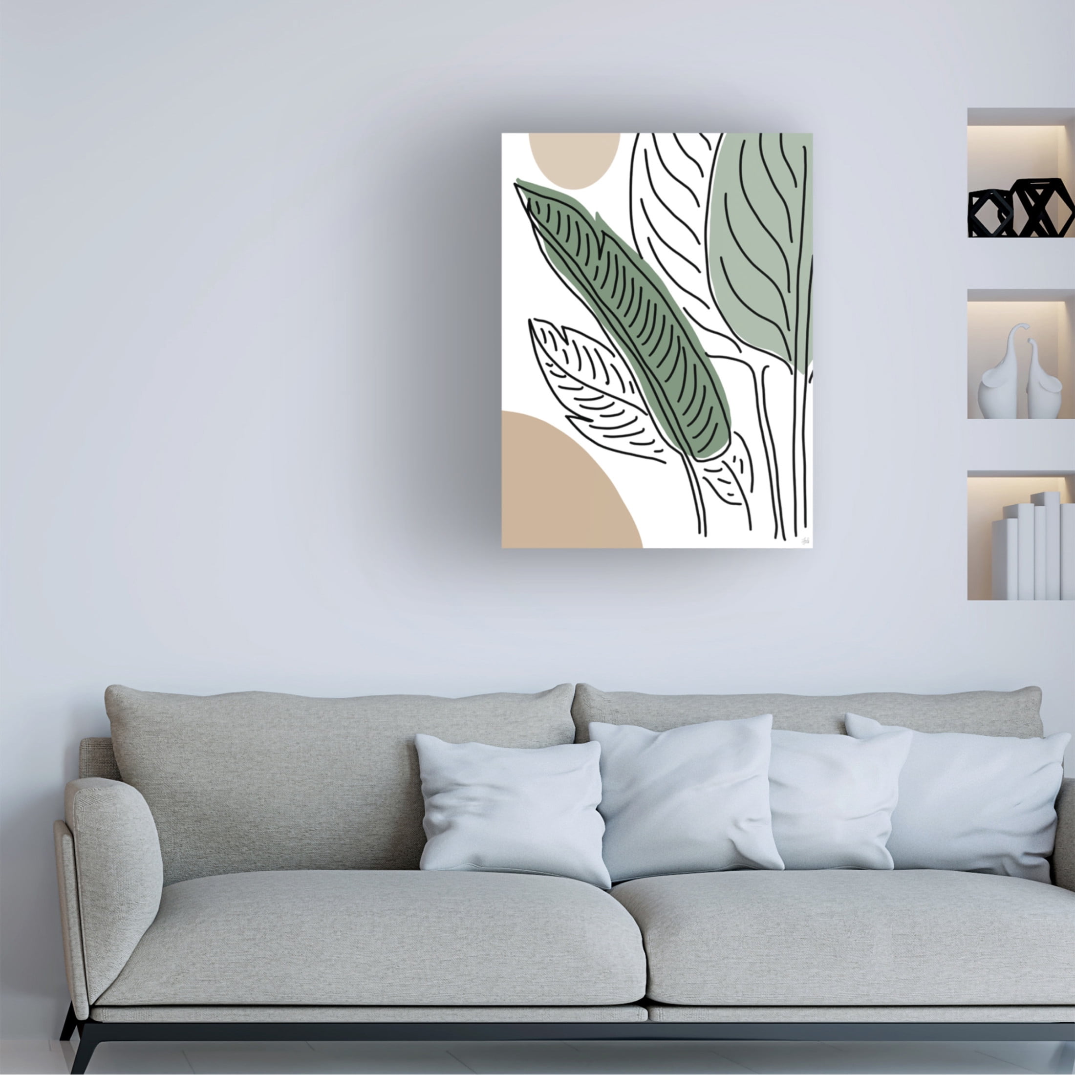 Canvas Wall Art - Line and Brush 'Ferns By Lines 1' Wall Art for Living Room, Bedroom, or Office Décor by Trademark Fine Art - 14 x 19 Inches