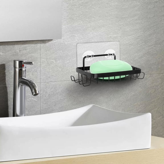 Soap Holder Self Draining Soap Dish Razor Holder for Shower Wall, Not Punched Easy Clean Bar Soap Holder Fit for Bathroom, Kitchen Sink, 6.69x3.35x0.98"