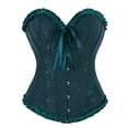 thumbnail image 2 of Gyujnb Women's Floral Jacquard Strapless Ruffle Overbust Corset Boned Push Up Waist Cincher Fairy Princess Halloween Costume Bustier Top,M, 2 of 3