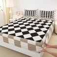thumbnail image 3 of Manfei Boys Girls Geometric Plaid Full Size Sheets 4-Piece,Vintage Aesthetic Breathable Bed Sheets,Minimalist Grid Lightweight Sheet Sets,Ultra Soft Home Decor, 3 of 7