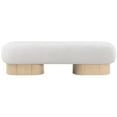 thumbnail image 2 of Pemberly Row Contemporary Cream Boucle Fabric Bench in Rich Natural Oak Finish, 2 of 9