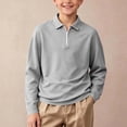 thumbnail image 5 of StSilkitty Kids Long Sleeve Golf Shirts Quarter Zip Collared School Uniform Dress Shirts Lightweight Soft Comfy Tees, 5 of 9