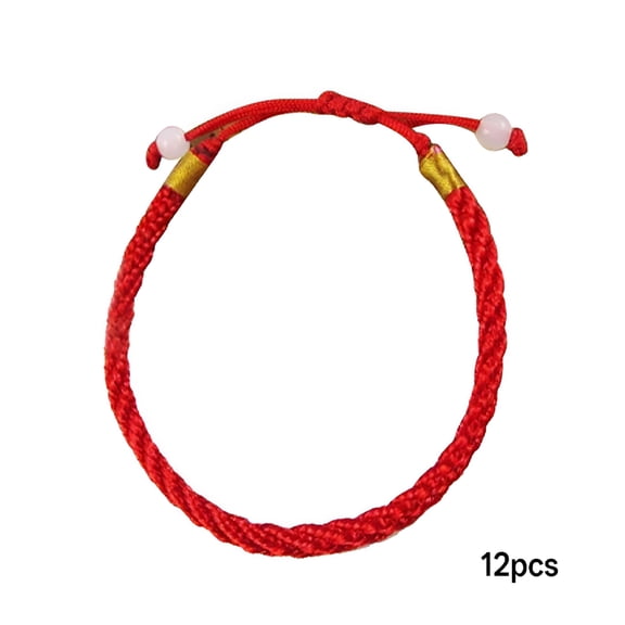DESIGNICE 12Pcs Handmade Women Red Rope Thread String Bracelet Braided Charms Adjustable Bracelet for Couples Red String Bracelet(Red)