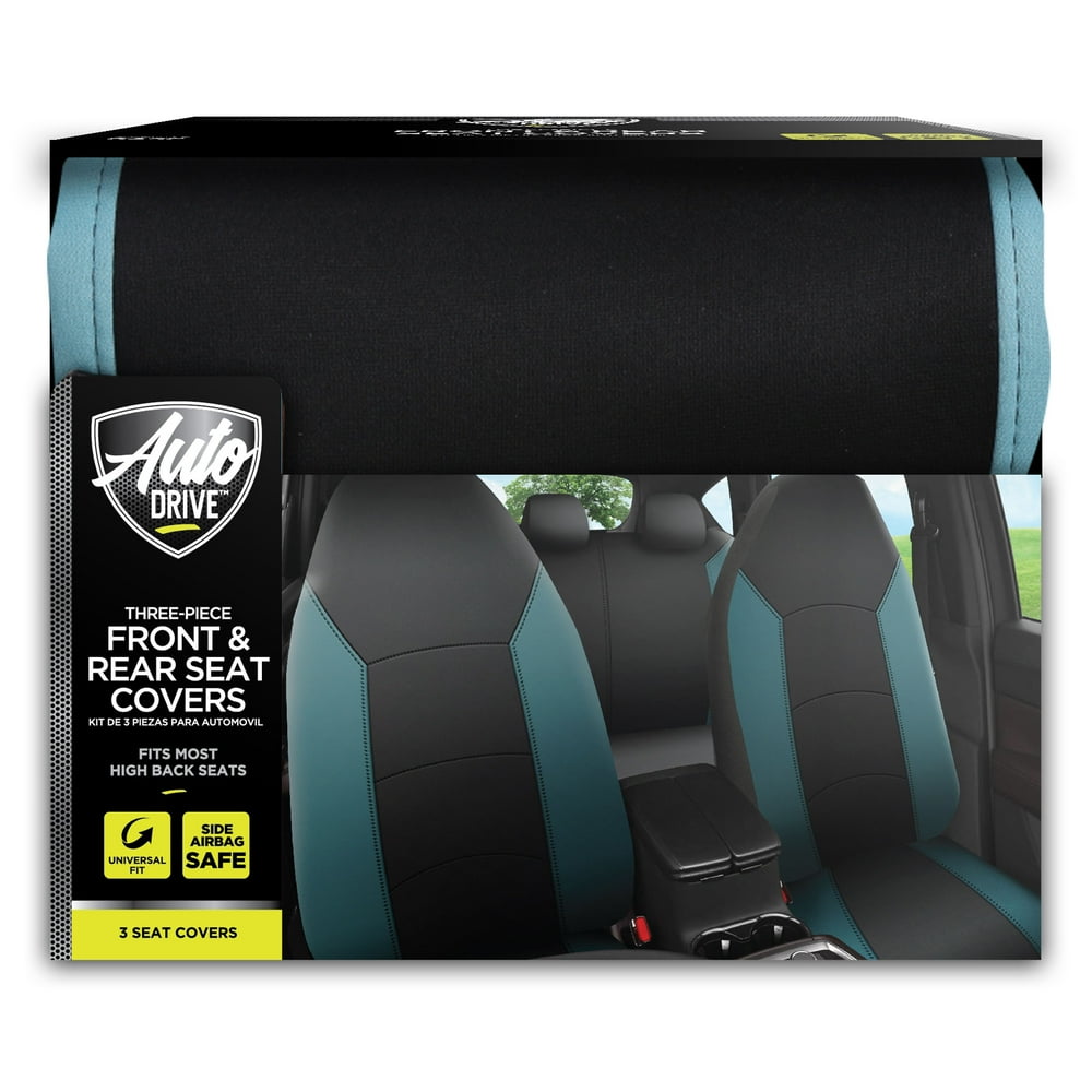 Auto Drive 3 Piece Teal Dream Front and Rear Seat Covers