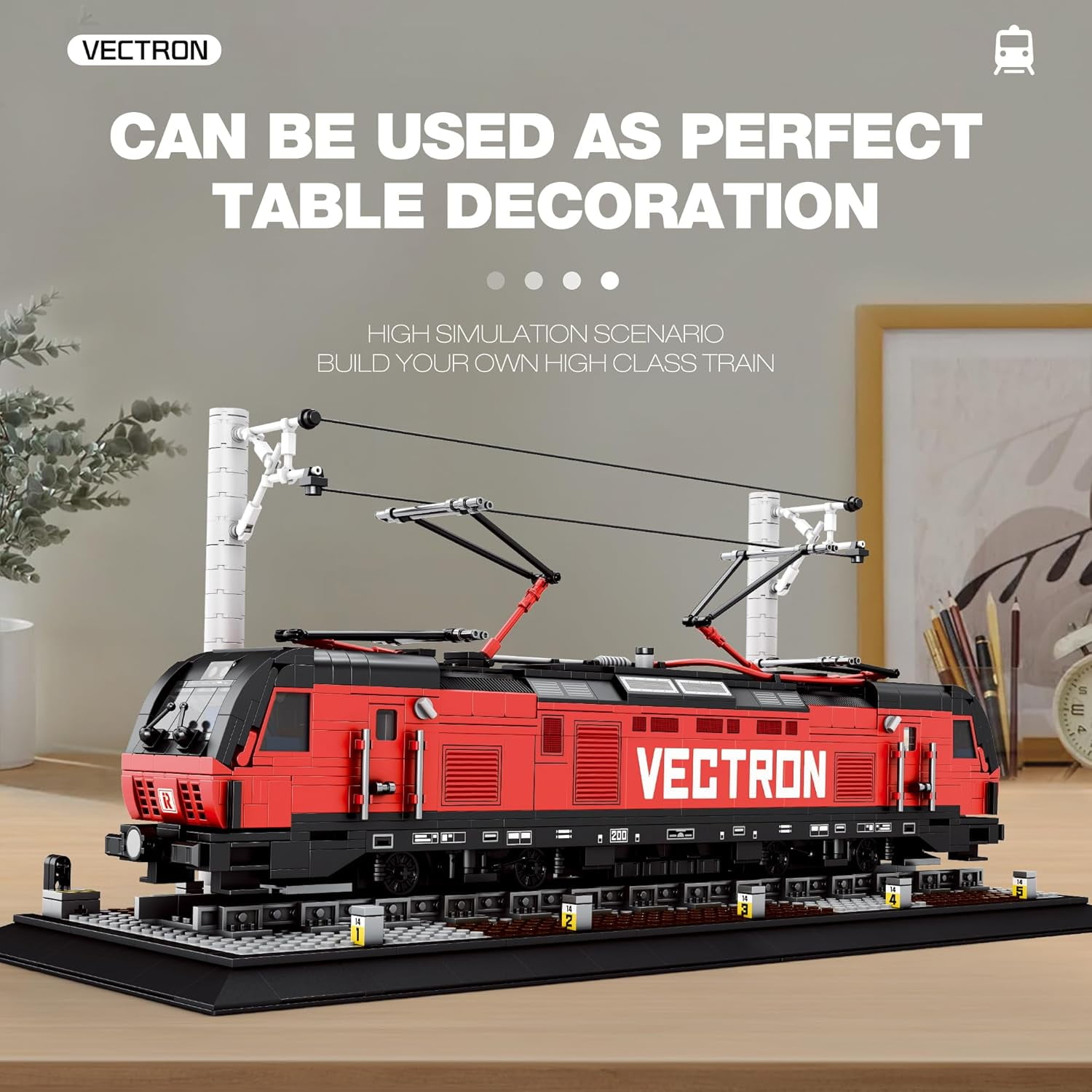 Reobrix 66019 Vectron Locomotive Building Blocks Set, Train Model Building Kit with Train Tracks, Train Toy for Teens 14+ and Adults, 1757 PCS