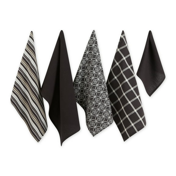 DII Assorted Black Dishtowel & Dishcloth (Set of 5)