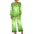 thumbnail image 6 of QIUOMBBP 2 Piece Outfits for Women Halloween Printed Long Sleeve Shirt and Pajama Pants Lounge Sets Fall Winetr Clothes, Green, S, 6 of 7