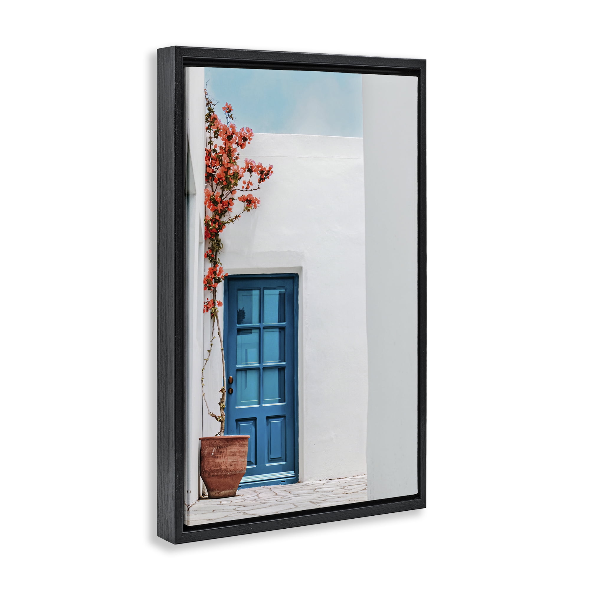 Stupell Industries Blue Villa Door Town & City Photography Black Floater Framed Art Print Wall Art, 21 x 31