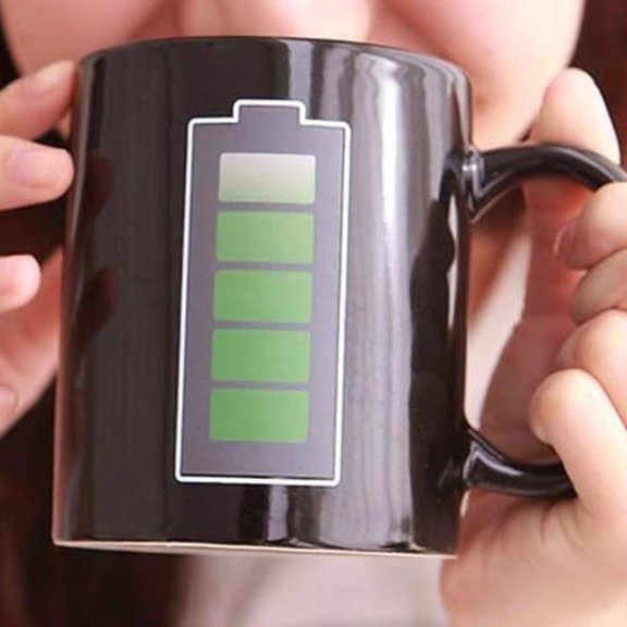 Color Changing Sensitive Funny Mug, Ceramic Heated Coffee Mug, Novelty Battery Charging Design Mug, Cool Mugs, Gift for Birthday Valentines Day Easter Mother‘s Day