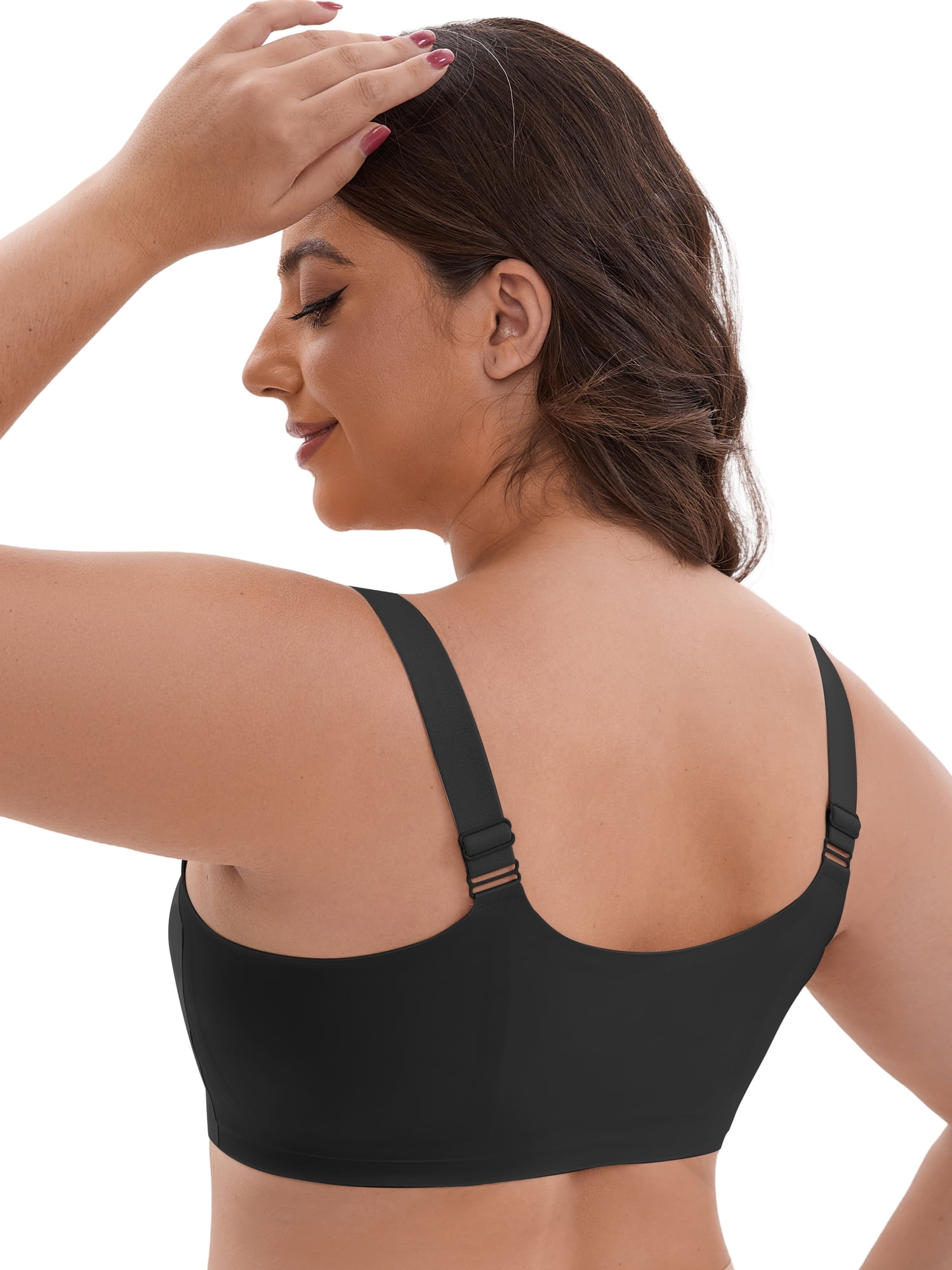 DARING DIVA Zip Front Lift Up Wirefree Full Soft Cup Breathable Bras S Black