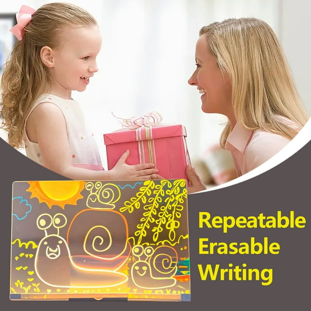& Craft Stationery 2ml Doodle Glow Drawing Board LED Note Board with Colors Acrylic Boards for Kids Drawing Experience