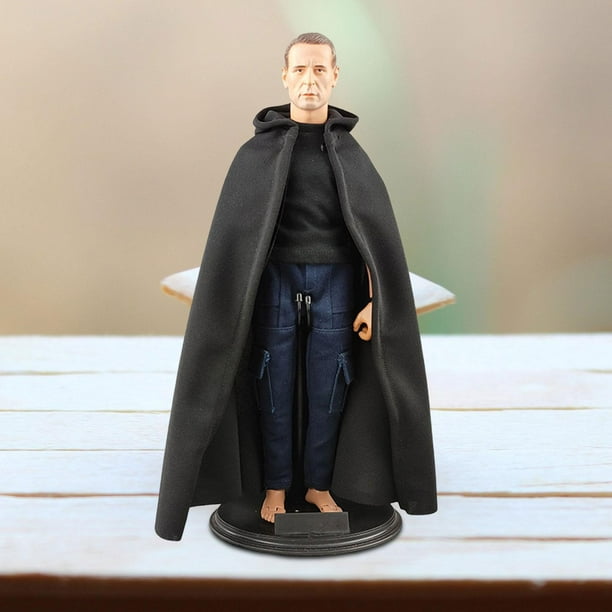 Capa con capucha a escala 1/6, capa de longitud completa, traje de Cosplay elegante a la moda de Color sólido para muñecas masculinas de 12 pulgadas, Negro Hugo Capa de soldado