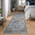 thumbnail image 3 of Bloom Rugs Washable Non-Slip 12 ft Runner - Terracotta / Teal Traditional Oriental Runner for Entryway, Hallway, Bathroom, and Kitchen - Exact size: 2'6" x 12', 3 of 10