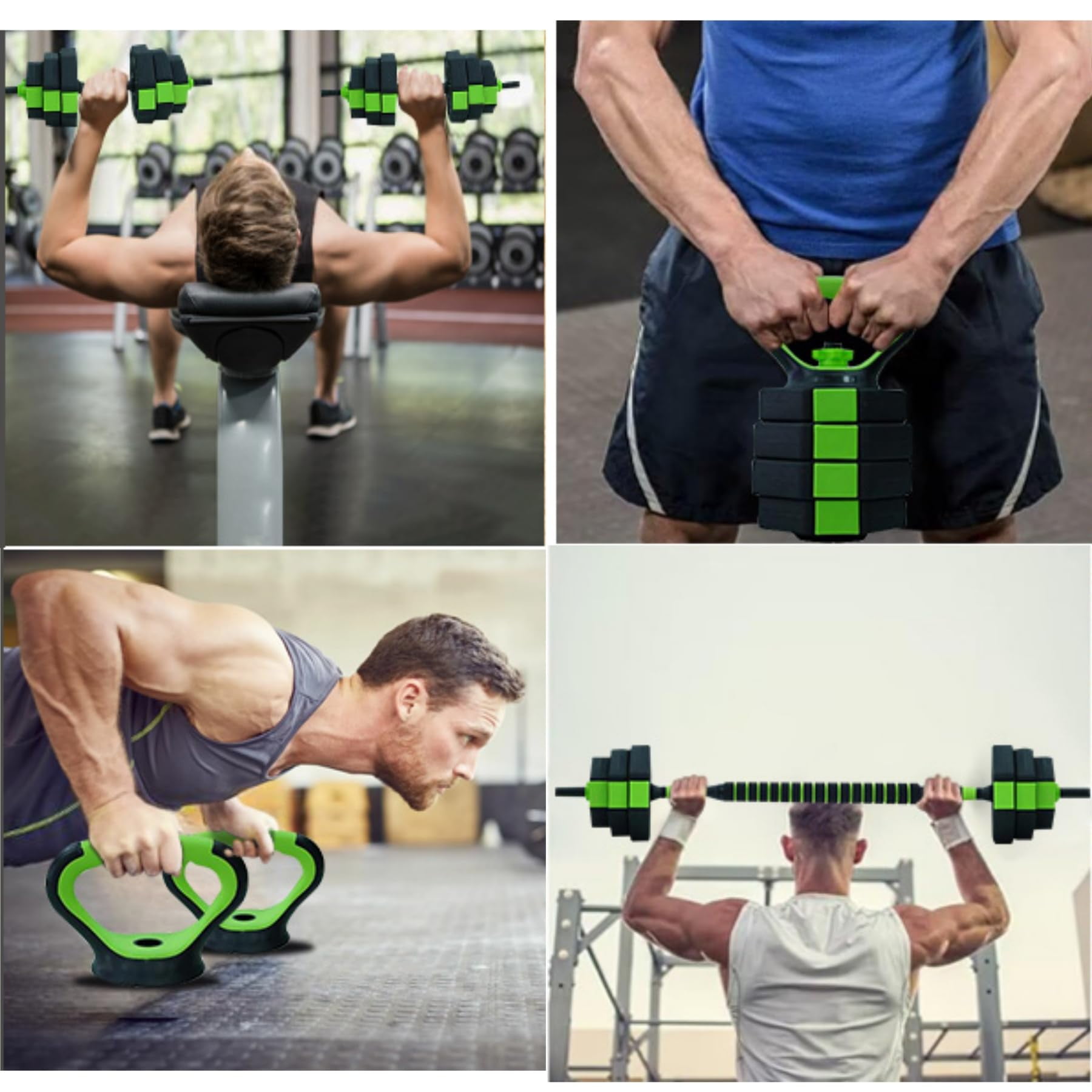 Kicctian 4-in-1 Adjustable Dumbbell & Kettlebell Set – Octagon Free Weights for Strength Training – Converts to Barbell & Push-Up Stand – 88 lbs Home Gym Fitness Equipment