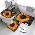 thumbnail image 3 of Bathroom Rugs Sets 3 Piece - Sunflower Floral Butterfly Absorbent Non Slip Bath Mats, U-Shape Toilet Lid Cover, Contour Mat, Soft Washable Shower Mats Bath Rug Mat for Bathroom Tub Toilet, 3 of 7