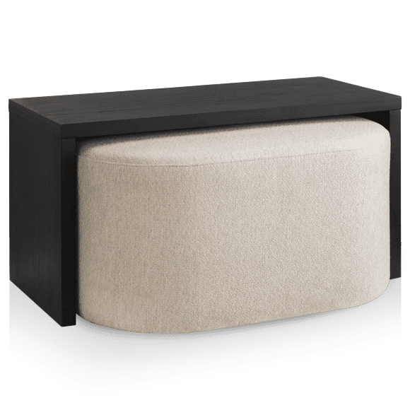 Bouclair Beige Black Coffee Table with Ottoman