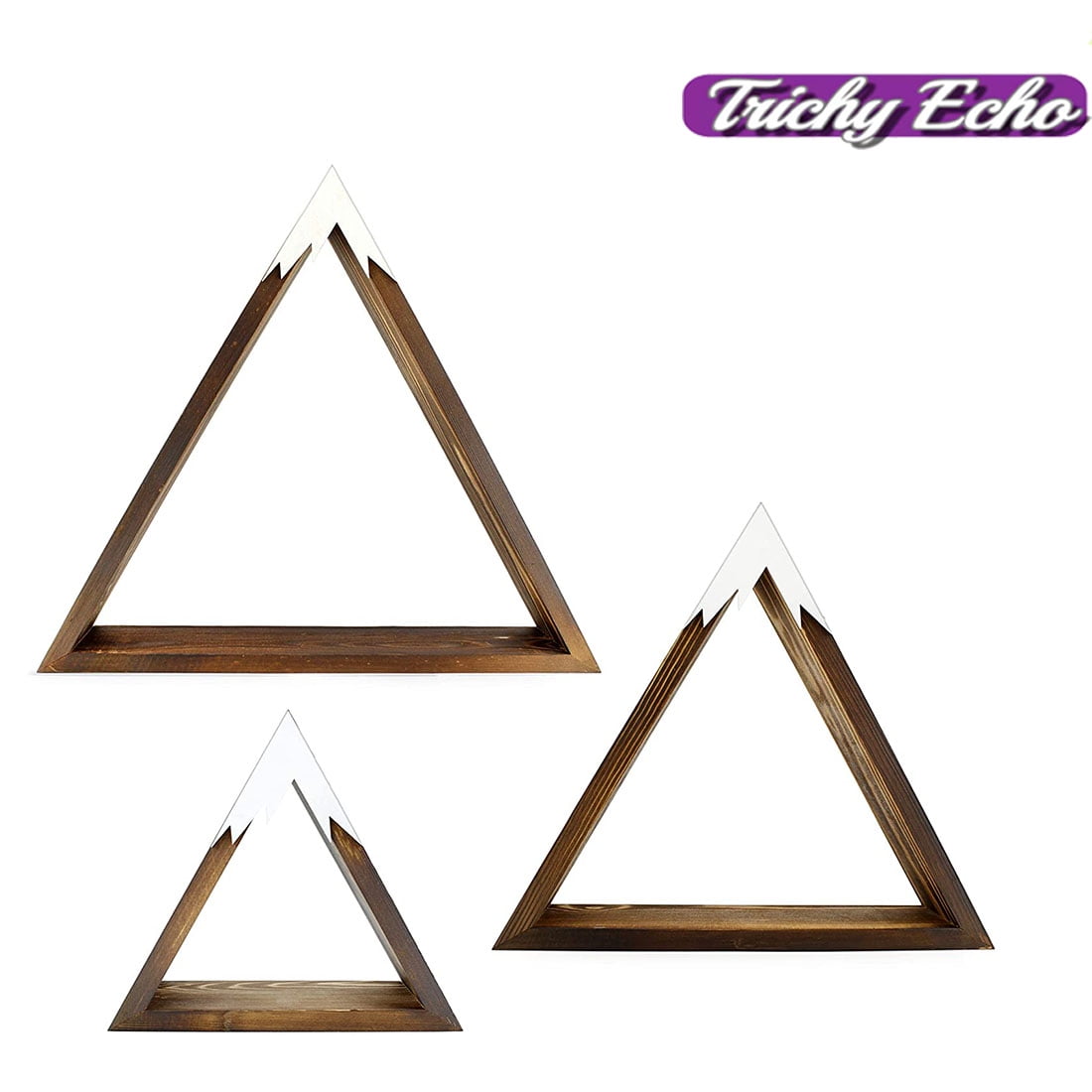 Rustic Boho Mountain Shelves (Nesting Set of 3); MountainShaped Wooden