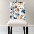 thumbnail image 3 of Spring Watercolor Chair Covers Set of 6 Brown Dark Blue Flower Garden Scenery Chair Back Covers Stretch Removable Washable Slipcovers Protector for Dining Room Kitchen Party Decor, 3 of 5