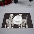 thumbnail image 2 of MKHERT Funny Human Skeletons Best Friends Posing Placemats Table Mats for Dining Room Kitchen Table Decoration 12x18 inch,Set of 6, 2 of 4