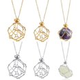 thumbnail image 3 of 6 piezas de collar de soporte de cristal vacío, jaula ajustable de acero inoxidable para piedras preciosas, collar de sujeción de cristal con cadena para joyería de cuarzo, mujeres y hombres, 3 of 4