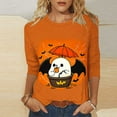 thumbnail image 2 of VKOYWKM Halloween Shirts Women 3/4 Length Sleeve Womens Tops Fall Crew Neck Loose Spooky Pumpkin Ghost Graphic T Shirts Halloween Costume, 2 of 5