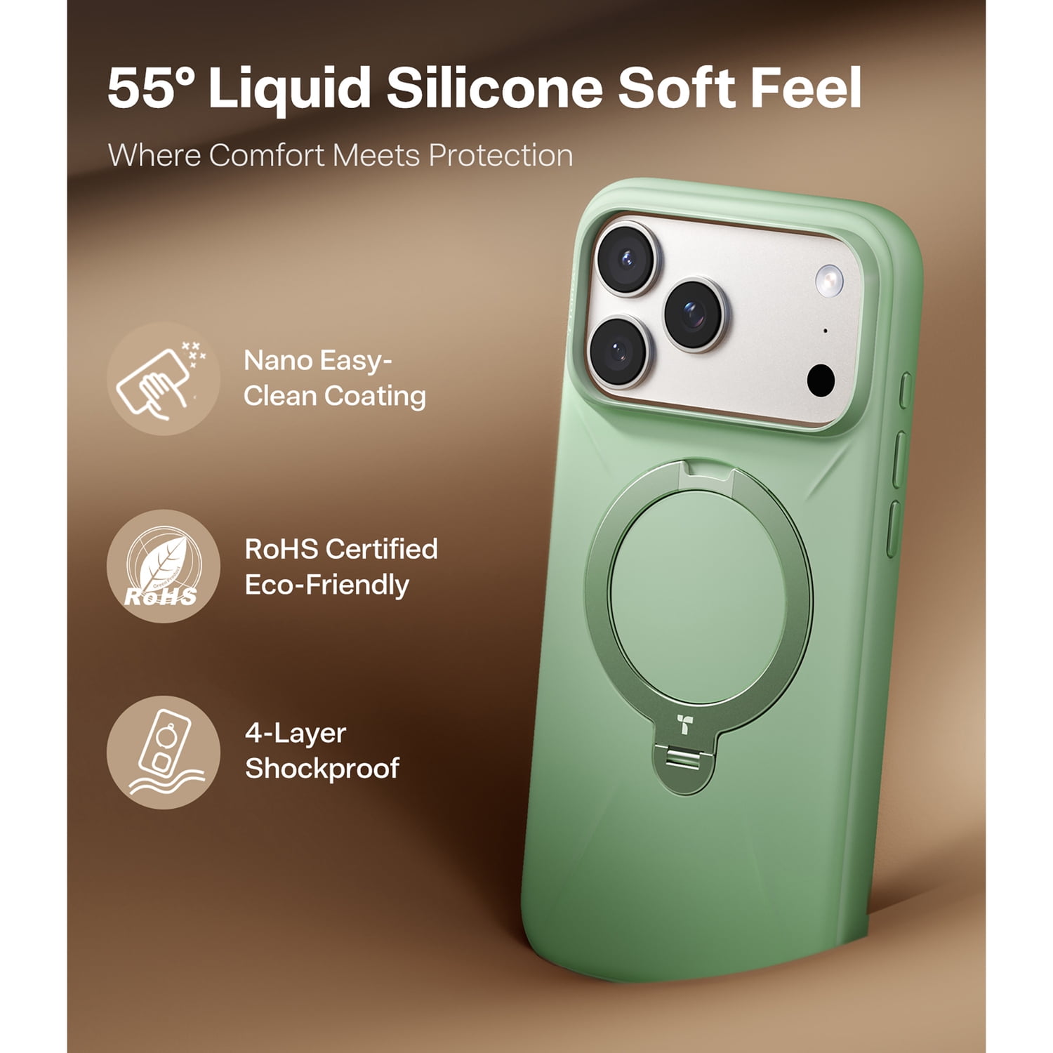TORRAS Ostand Q3 Silicone Case, iPhone 17 Pro