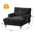 thumbnail image 7 of Condemo Modern Linen Fabric Indoor Chaise Lounge Chair for Bedroom, Living Room, Office, Black, 7 of 7