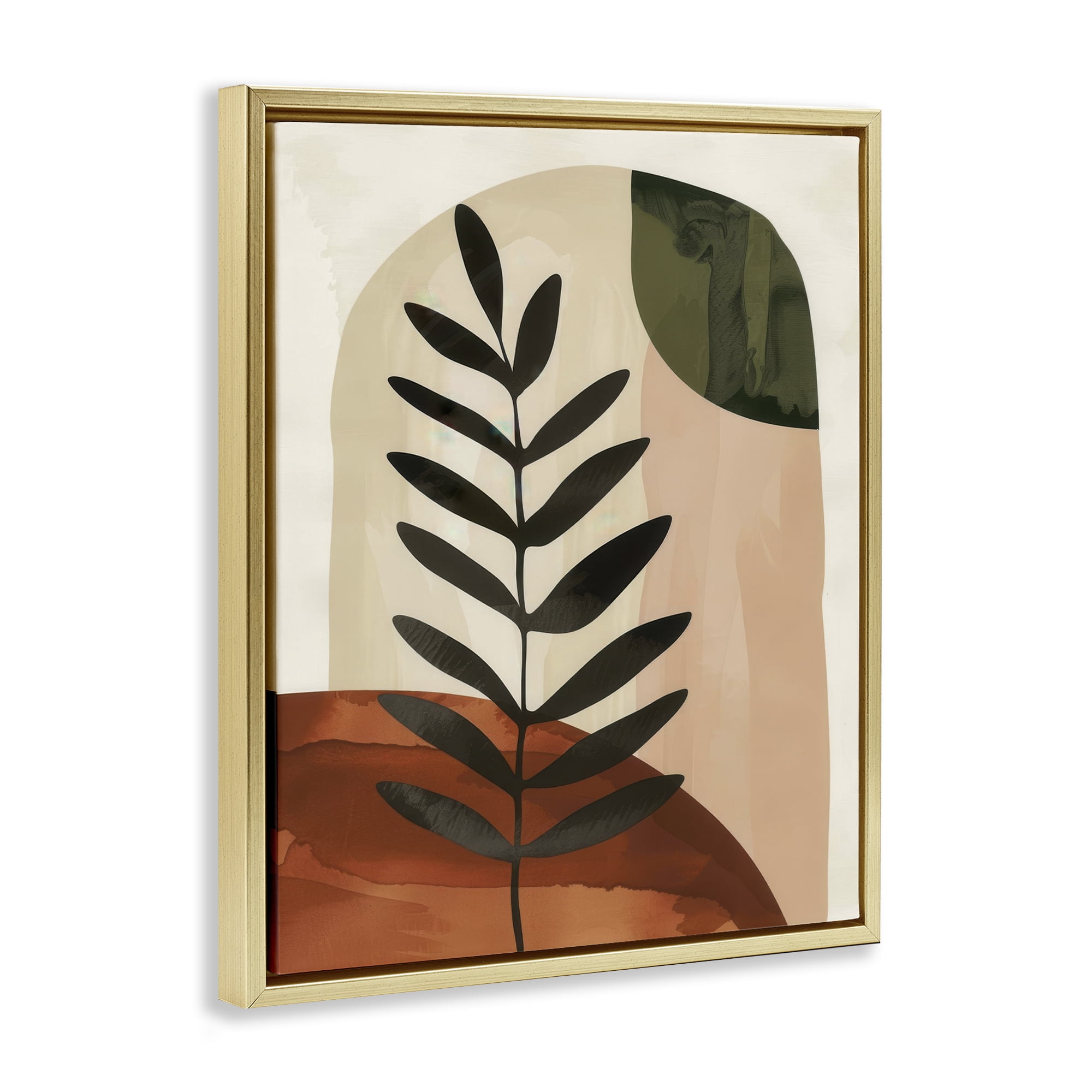 Stupell Industries Fern Strand Neutrals Plants & Flowers Painting Gold Floater Framed Canvas Art Print Wall Art, 25 x 31