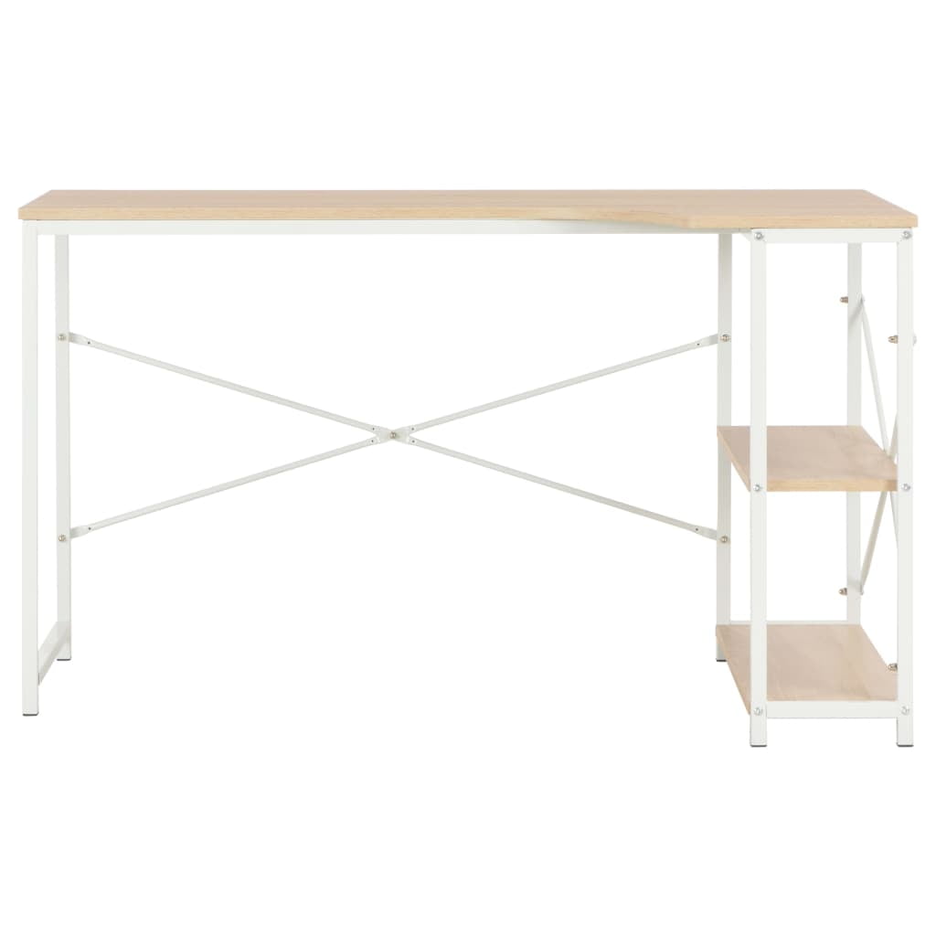 Writing Desk with 2 Shelves, Modern Computer Desk for Home Office, Black+Oak