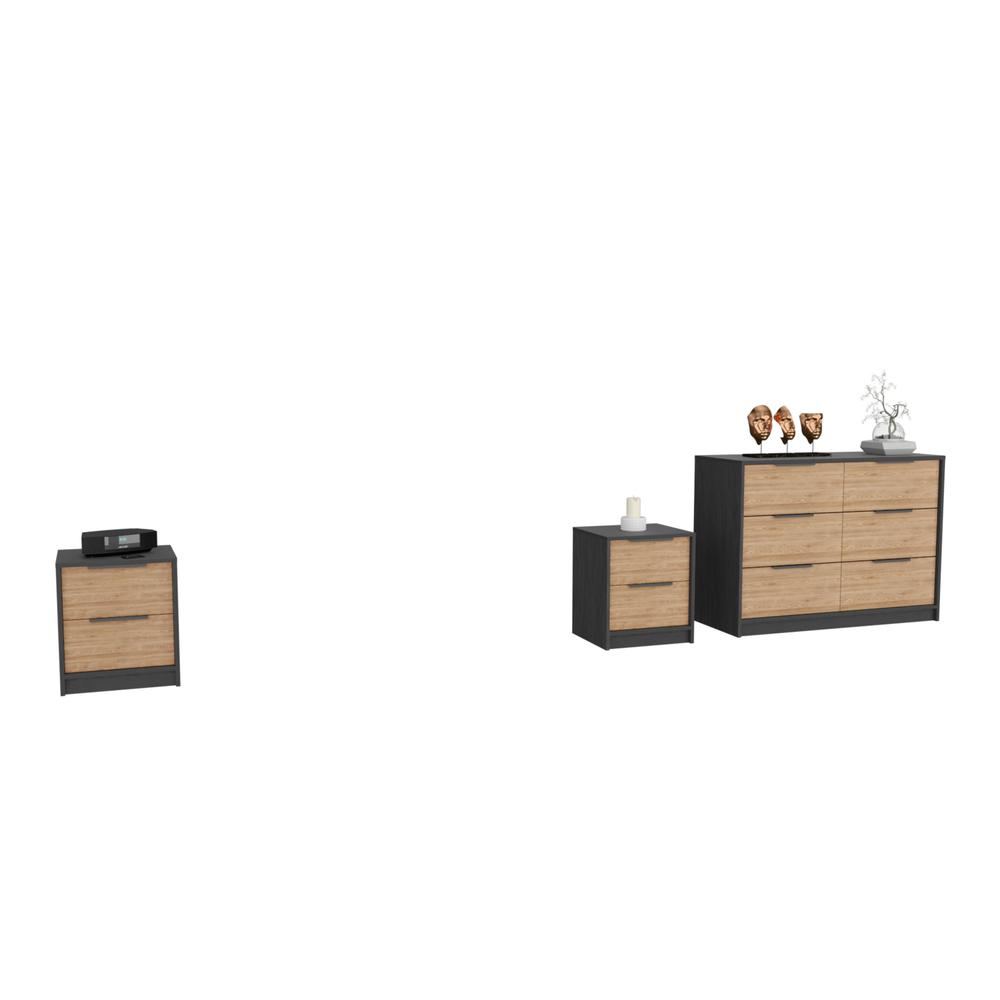 HomeRoots 530258 16 in. Brown & Black Four Drawer Standard Dresser