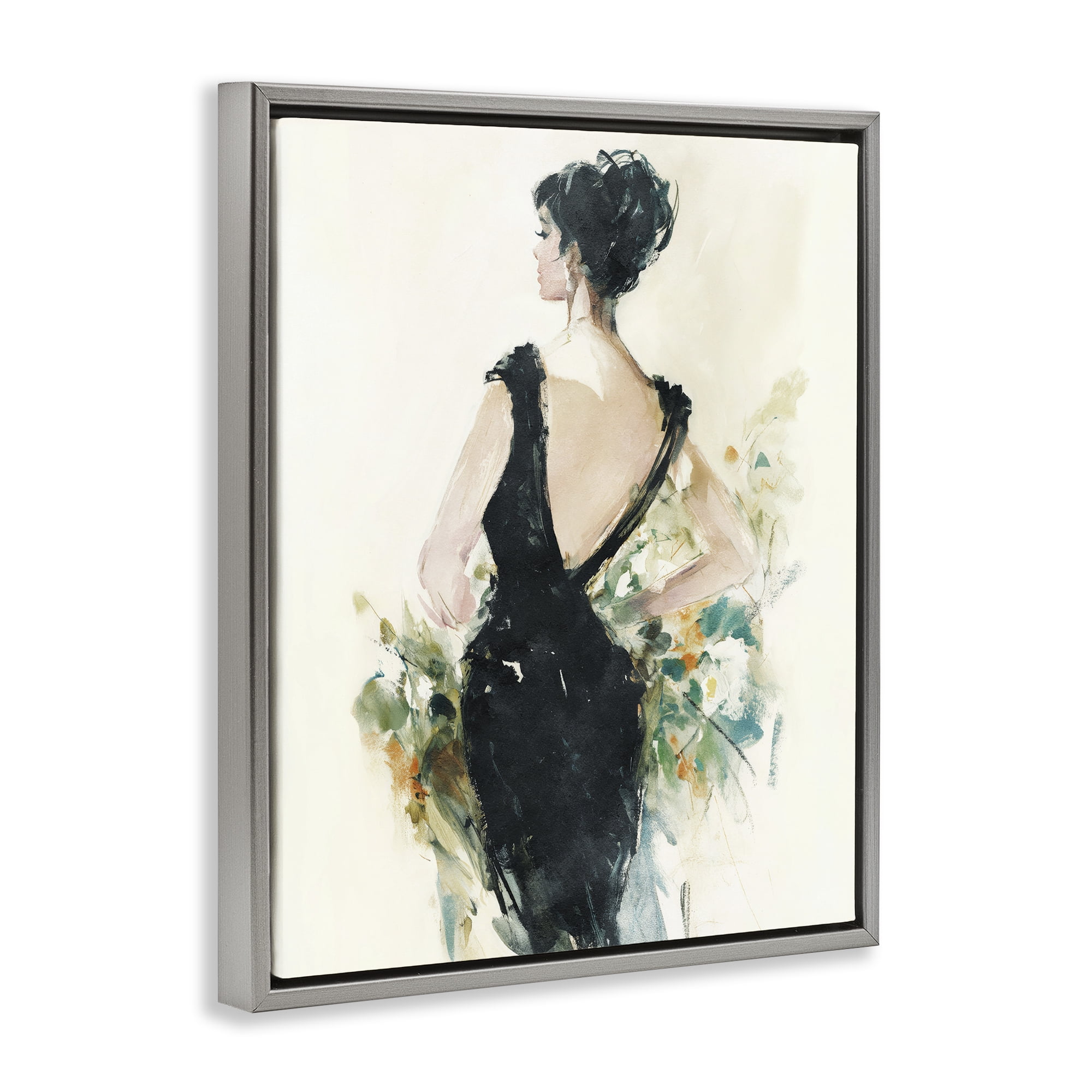 Stupell Industries Backless Reverie Gown Gray Framed Floater Canvas Wall Art, design by Svetlana Aleynikova