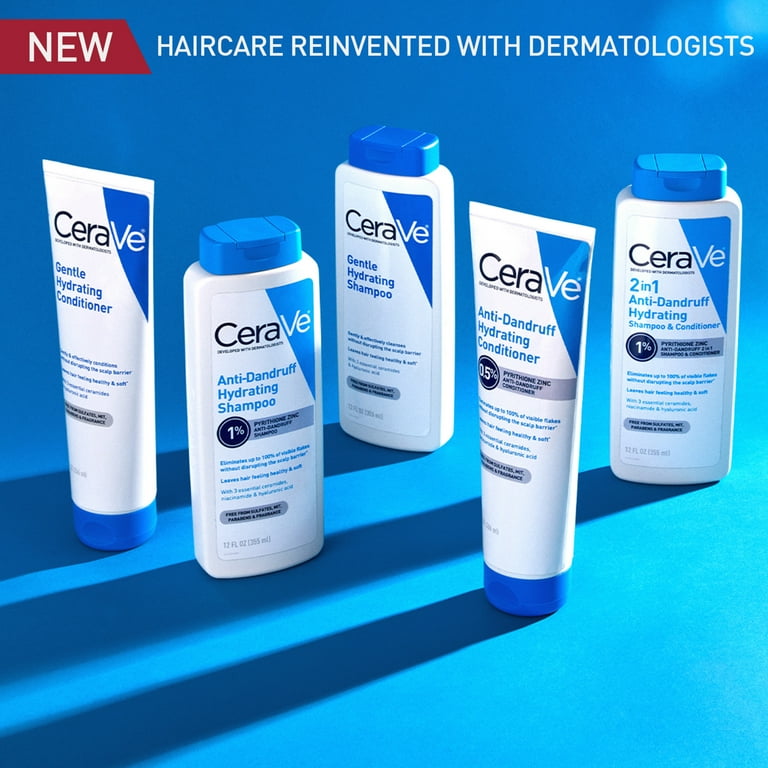 CeraVe Gentle Hydrating Shampoo, Sulfate Free, Paraben Free, Fragrance Free, All Hair Types, 12 fl oz