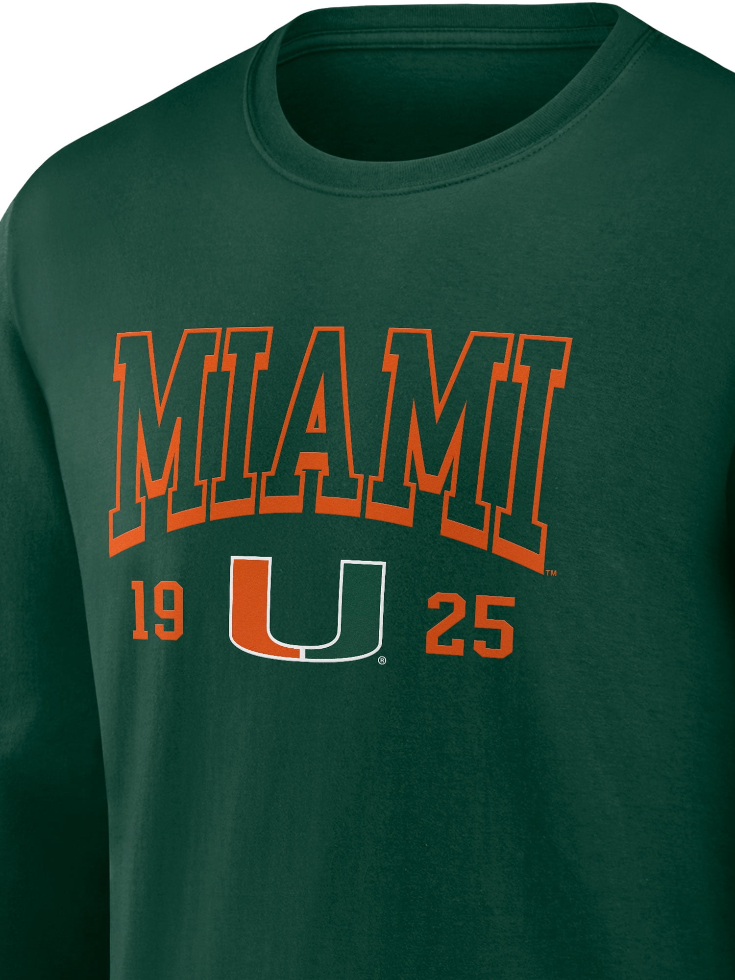 NCAA Miami Hurricanes Men's Cotton Green Long Sleeve T-Shirt