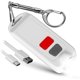 thumbnail image 1 of Llavero de alarma personal de autodefensa para mujeres - USB recargable impermeable 130 dB botón de seguridad de pánico Silbato de sirena con luz led - (blanco), 1 of 9