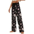 thumbnail image 3 of iniber Women's Comfy Pajama Pants Casual Lounge Pant Wide Leg Palazzo Stretch Drawstring Bottoms, 3 of 6