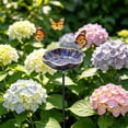 thumbnail image 5 of Ceramic Garden Small Bird Bath Bowl with Stake, Outdoor Pollinator Watering Station for Garden Yard, Butterfly and Bee Water Feeder, Decorative Yard Art Ornament Gift for Outdoor Space, Ink Blue, 5 of 6