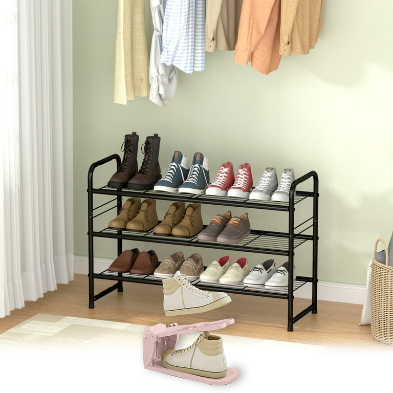 kchsji Economical Plastic Shoe Rack, Stackable Shoe Tray 2-Layer