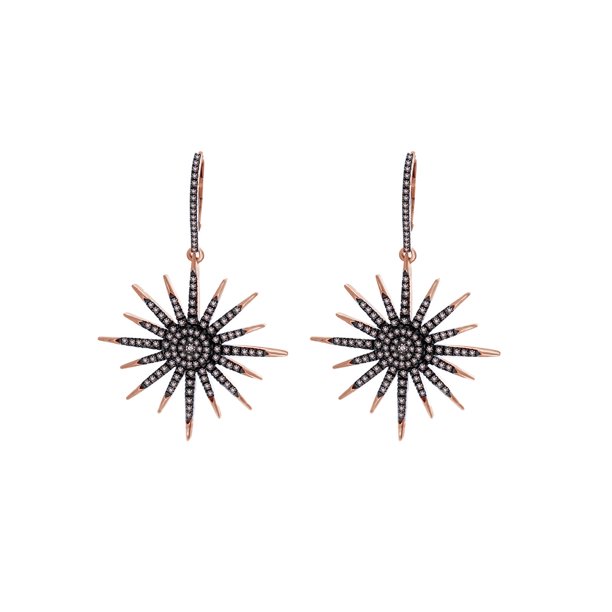 Natural Brown Natural Diamond Star Shape Drop Earrings In 14k Rose Gold Over Sterling Silver 1 43 Ct Walmart Com